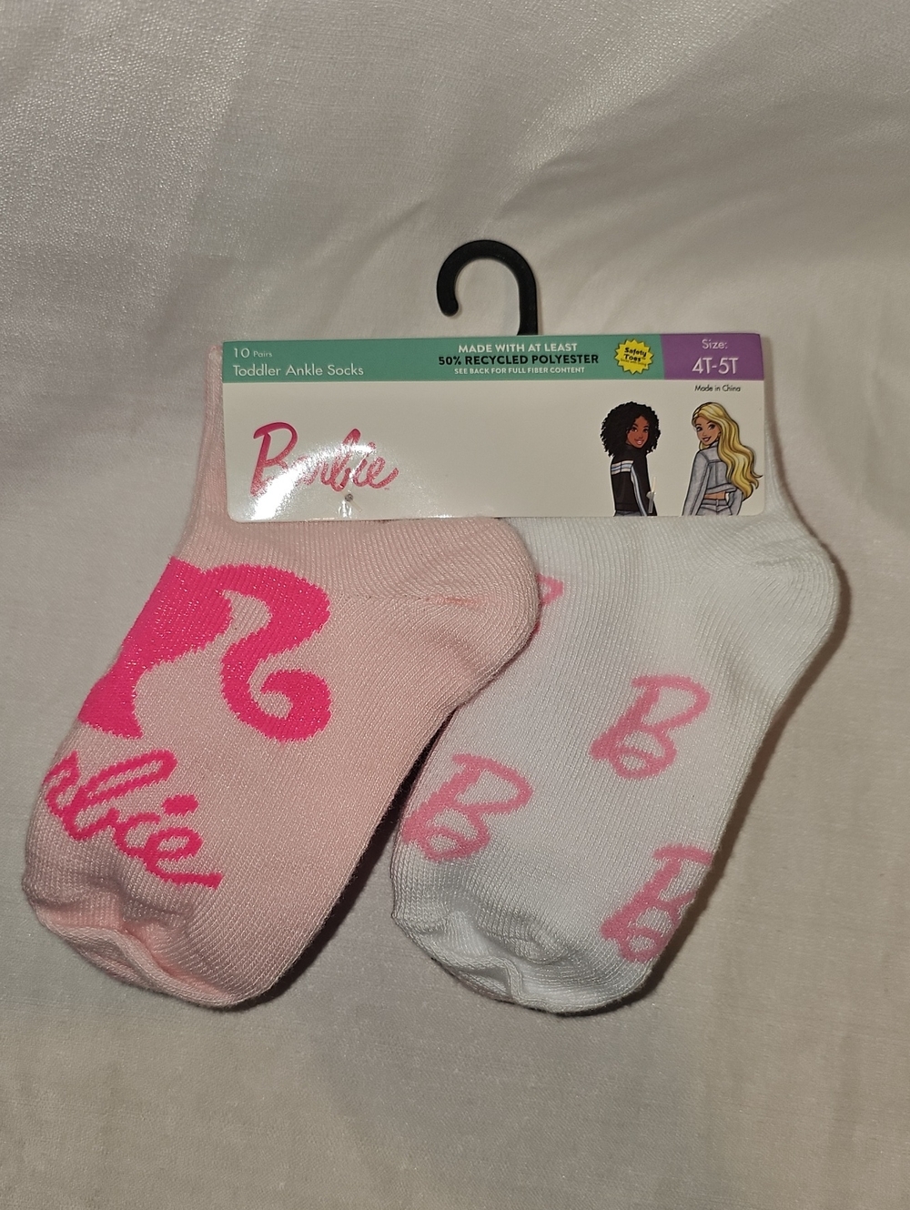 Mattel-Barbie Character Toddler Ankle Socks, 10-pack, Size 4T-5T New